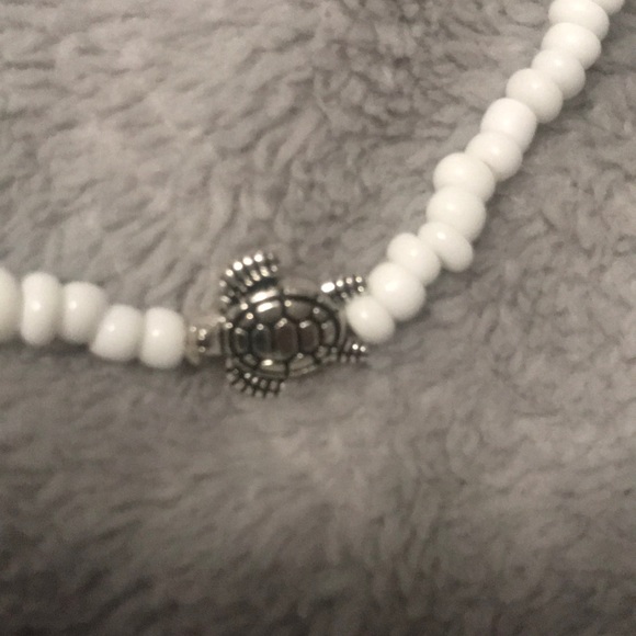 2 piece boho blue cord stretch shell anklet set - Picture 3 of 3